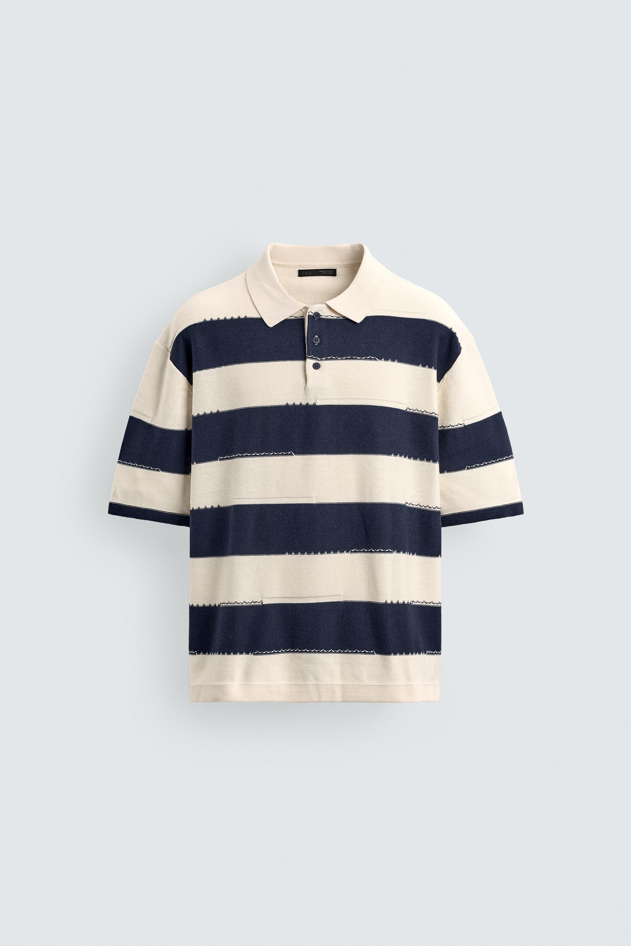POLO EN MAILLE À RAYURES IRRÉGULIÈRES